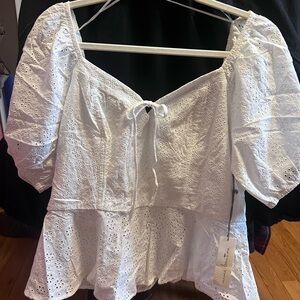 NWT Nine Britton White Eyelet Blouse